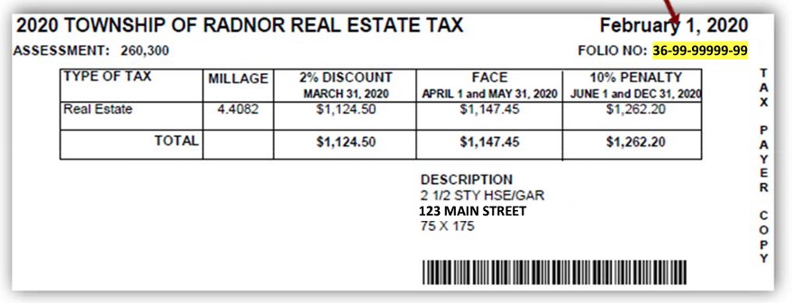Sample Real Estate Tax Bill